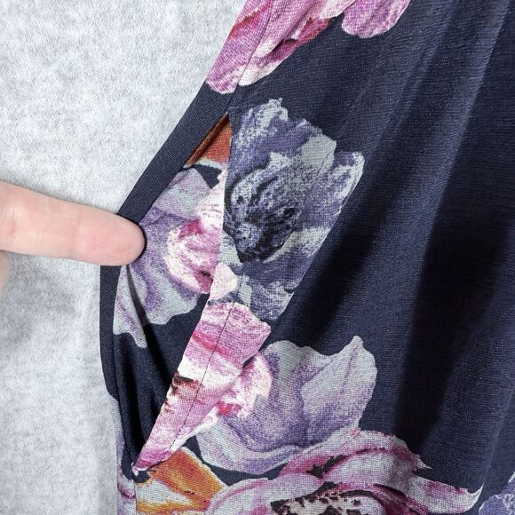 Womens Maxi Dress Size S-M Round Hem Pockets Colorful Floral Sleeveless - Picture 7 of 15